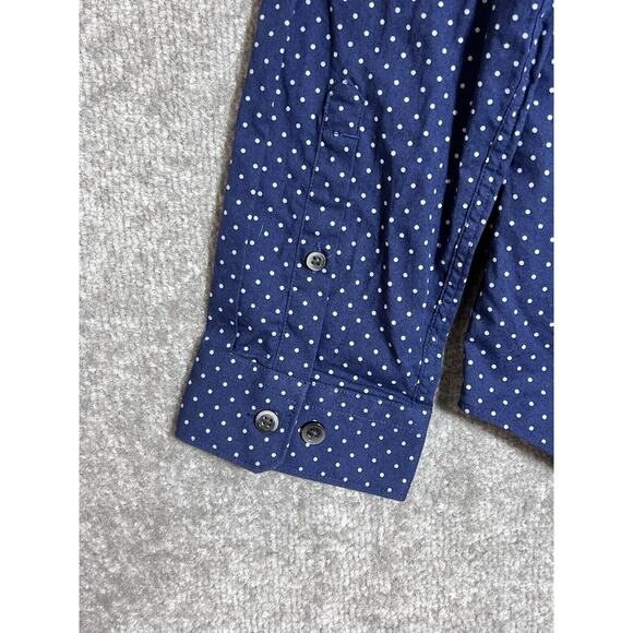Express Extra Slim Polka Dot Long Sleeve Button Up Shirt Mens Size Large Blue - Picture 5 of 7